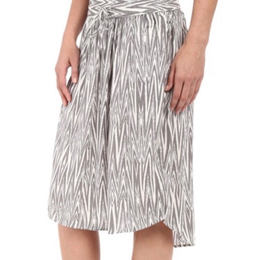 Kavu Joplin Skirt Gray White Ikat Print XS